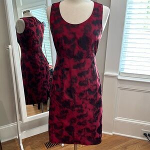 Banana Republic sz 6 Red Black fitted dress fully lined back zip EUC